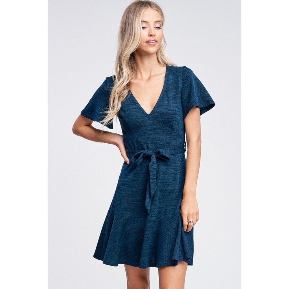 Iris Ruffle Dress- Rust,Teal - Picture 6 of 9